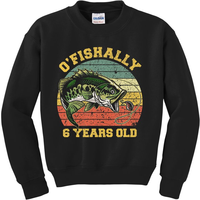 OFishally 6 Years Old Fishing Birthday Theme Party 6th Kids Sweatshirt