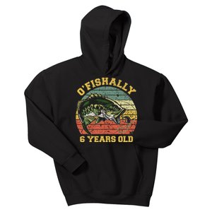 OFishally 6 Years Old Fishing Birthday Theme Party 6th Kids Hoodie