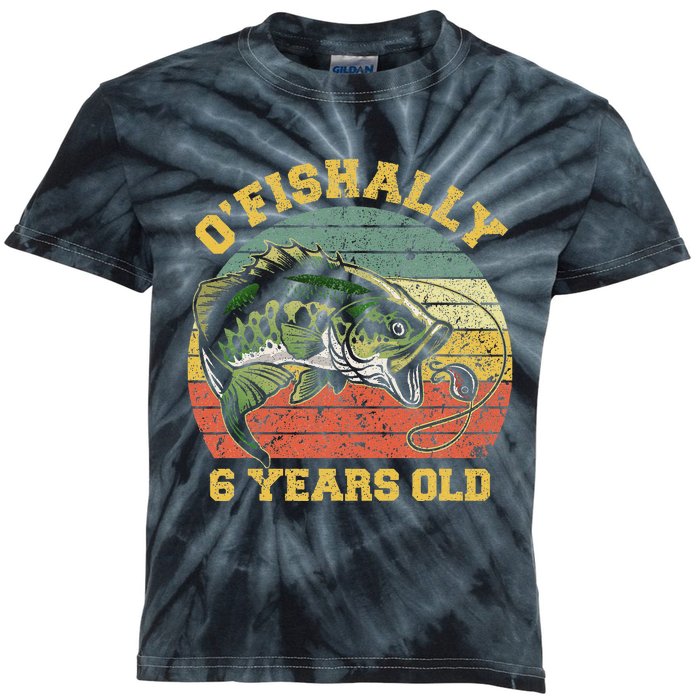 OFishally 6 Years Old Fishing Birthday Theme Party 6th Kids Tie-Dye T-Shirt