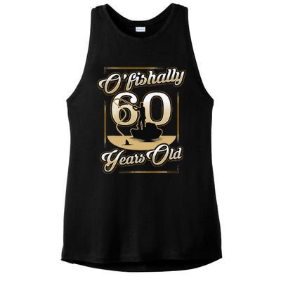 OFishally 60 Years Old 60th Birthday Fishing Gift Ladies PosiCharge Tri-Blend Wicking Tank