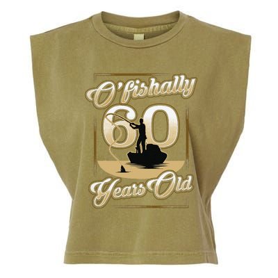 OFishally 60 Years Old 60th Birthday Fishing Gift Garment-Dyed Women's Muscle Tee