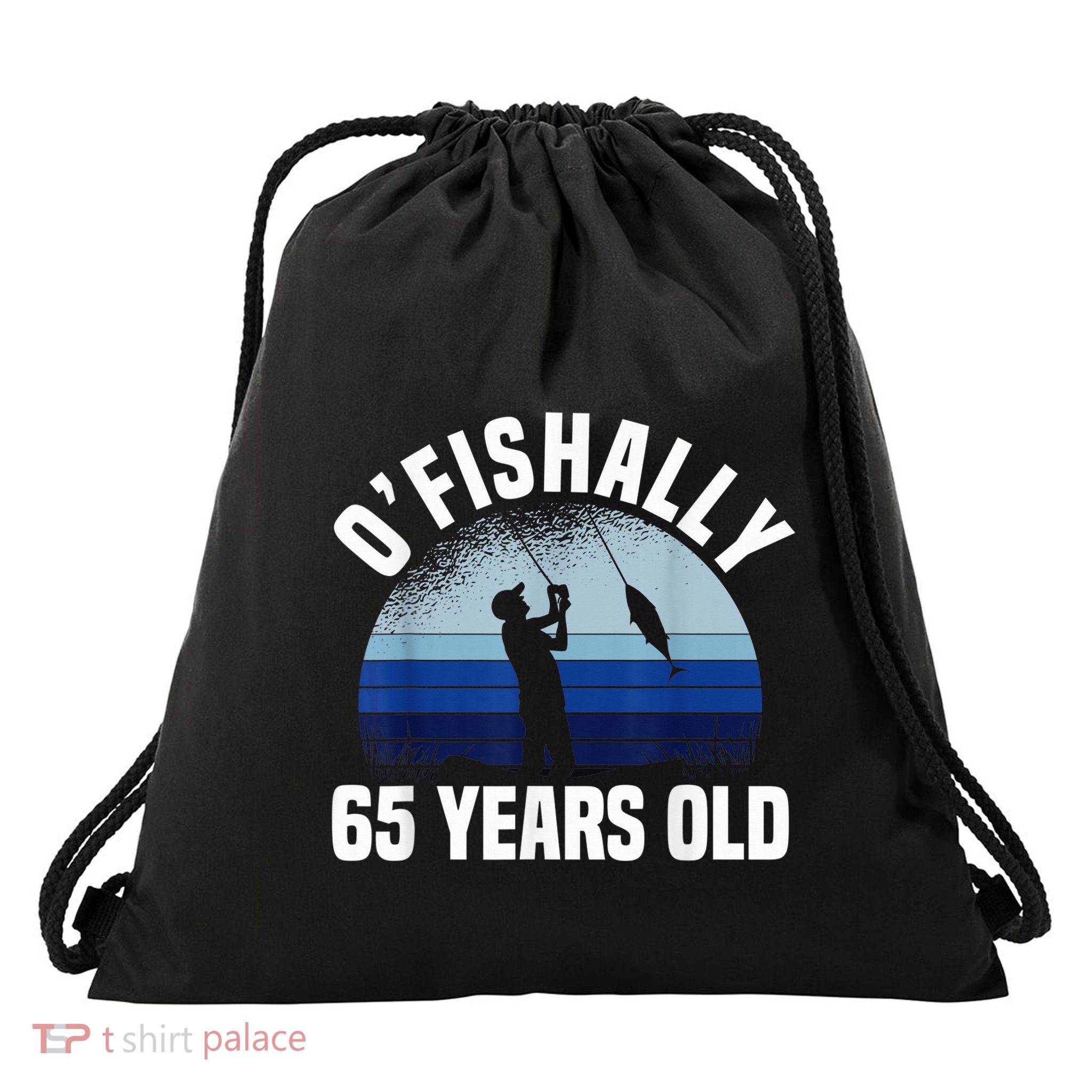 Ofishally 65 Years Old Fisherman 65th Birthday Fishing Drawstring Bag