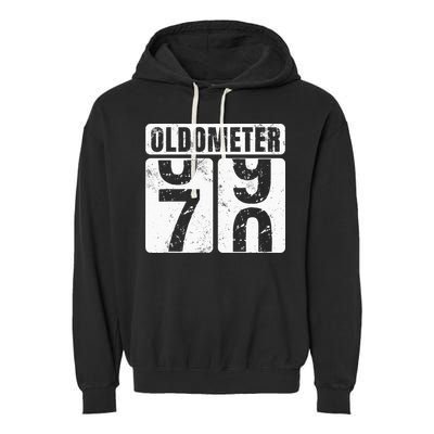 Oldometer 70 Vintage Funny 70th Birthday Gift Idea Garment-Dyed Fleece Hoodie