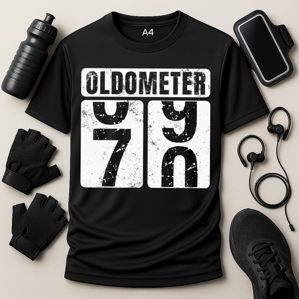 Oldometer 70 Vintage Funny 70th Birthday Gift Idea Cooling Performance Crew T-Shirt