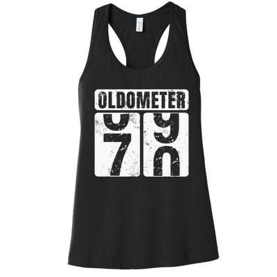 Oldometer 70 Vintage Funny 70th Birthday Gift Idea Women's Racerback Tank