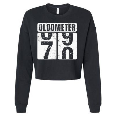 Oldometer 70 Vintage Funny 70th Birthday Gift Idea Cropped Pullover Crew
