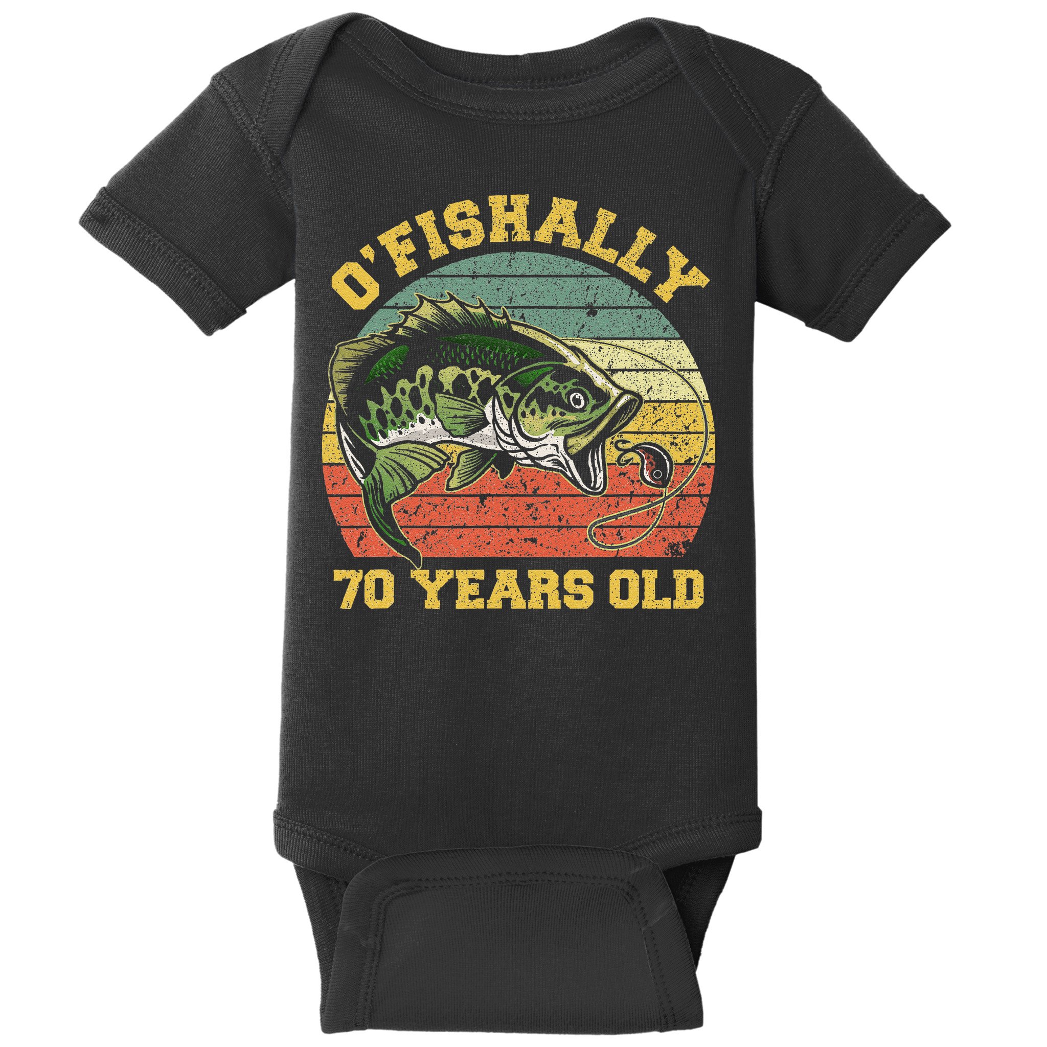 OFishally 70 Years Old Fishing Birthday Theme Party 70th Baby Bodysuit
