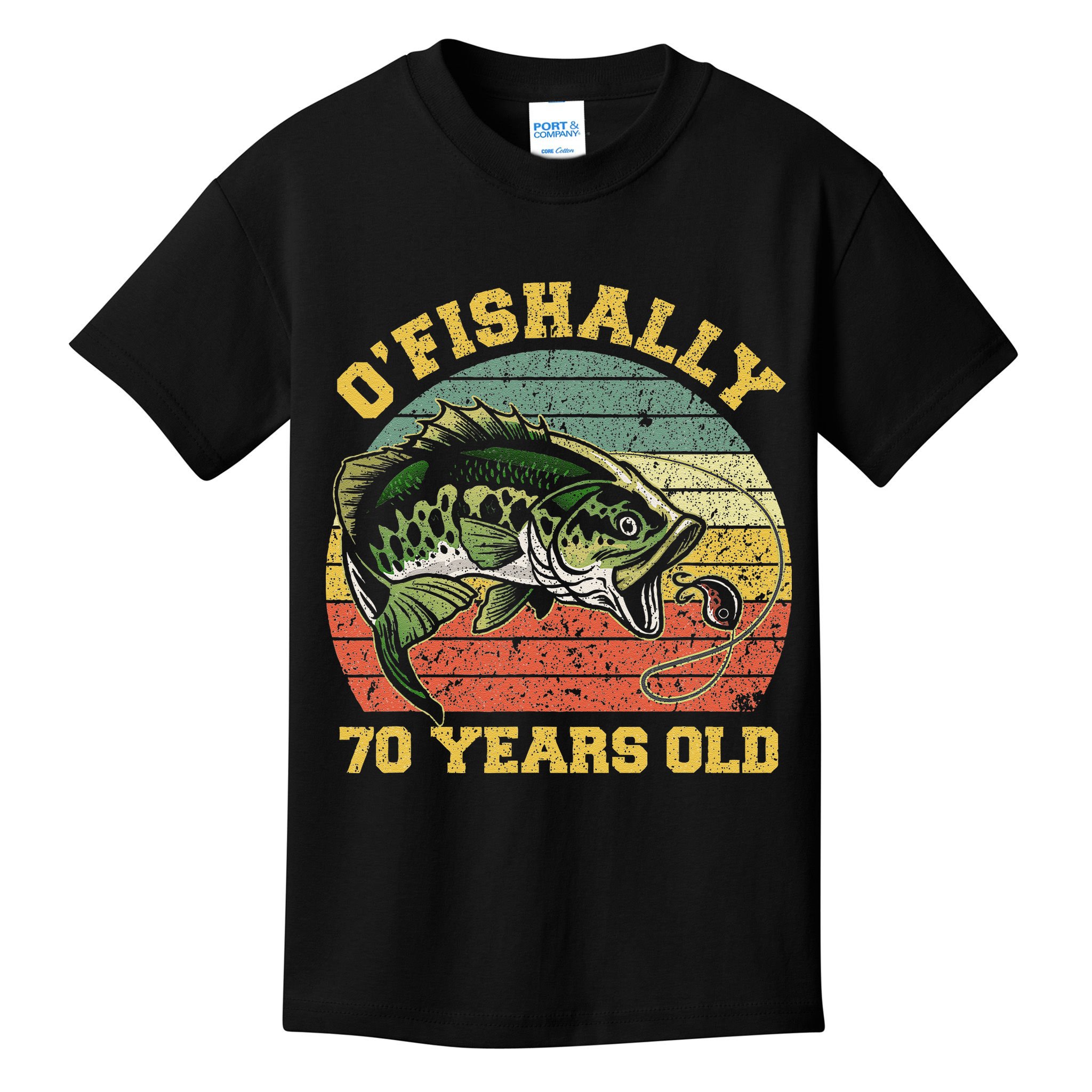 OFishally 70 Years Old Fishing Birthday Theme Party 70th Kids T-Shirt