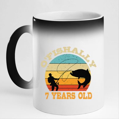 OFishally 7 Years Old Fishing Birthday Theme Party 7th 11oz Black Color Changing Mug