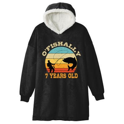 OFishally 7 Years Old Fishing Birthday Theme Party 7th Hooded Wearable Blanket