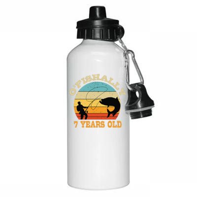 OFishally 7 Years Old Fishing Birthday Theme Party 7th Aluminum Water Bottle