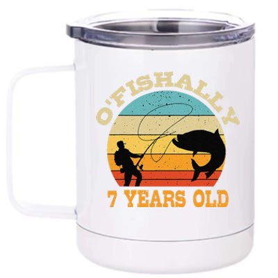 OFishally 7 Years Old Fishing Birthday Theme Party 7th 12 oz Stainless Steel Tumbler Cup