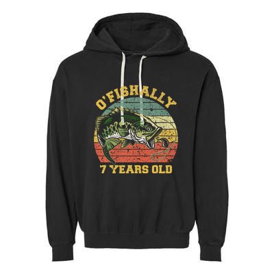 OFishally 7 Years Old Fishing Birthday Theme Party 7th Garment-Dyed Fleece Hoodie