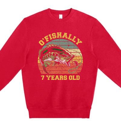 OFishally 7 Years Old Fishing Birthday Theme Party 7th Premium Crewneck Sweatshirt