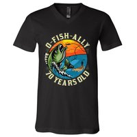 OFishAlly 70 Years Old 70th Birthday Fishing V-Neck T-Shirt