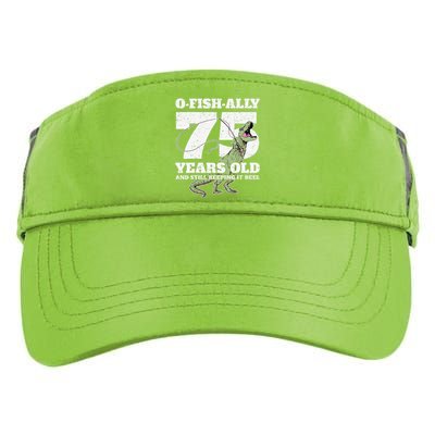 OFishAlly 75 Years Old Fishing Dinosaur 75th Birthday Adult Drive Performance Visor