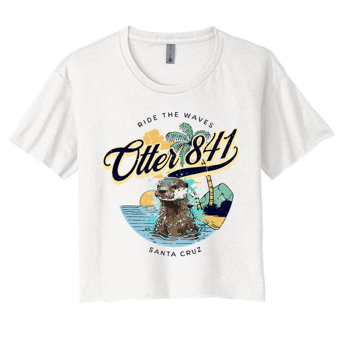 Otter 841 Surfing Otter 841 California Surf Board Otter 841 Women's Crop Top Tee