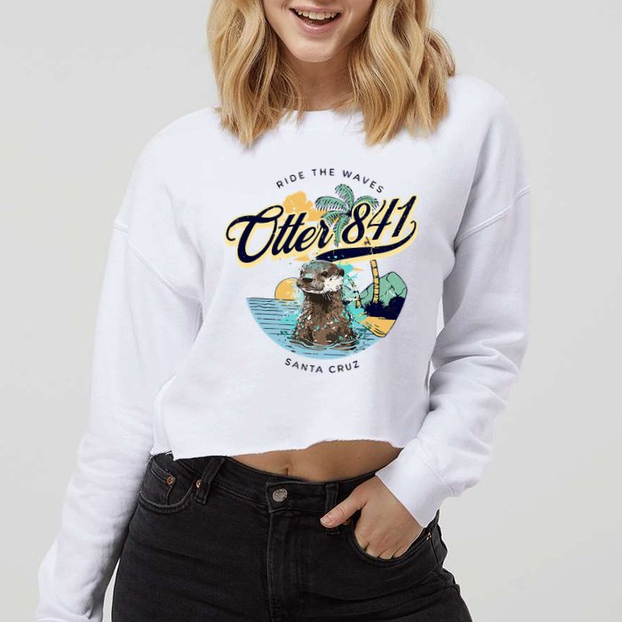 Otter 841 Surfing Otter 841 California Surf Board Otter 841 Cropped Pullover Crew