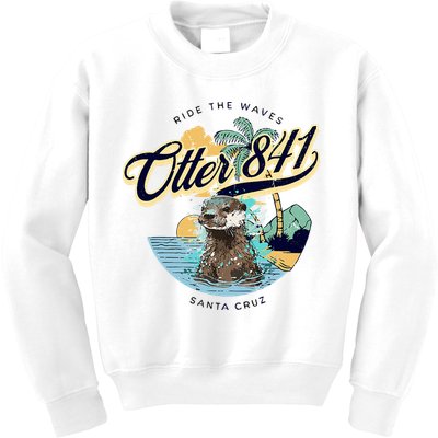 Otter 841 Surfing Otter 841 California Surf Board Otter 841 Kids Sweatshirt