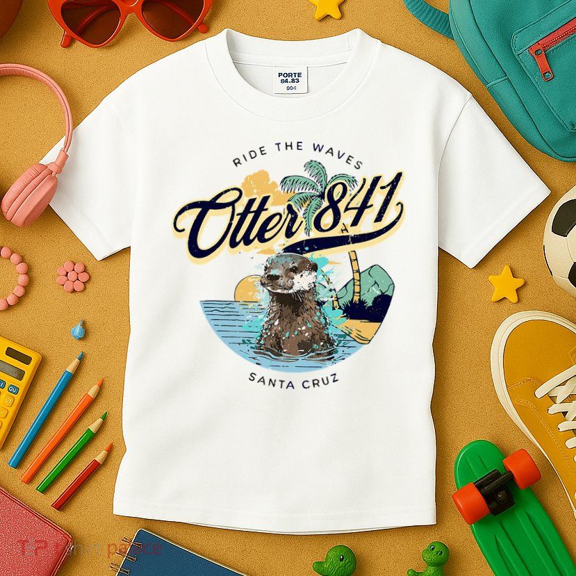 Otter 841 Surfing Otter 841 California Surf Board Otter 841 Kids T-Shirt