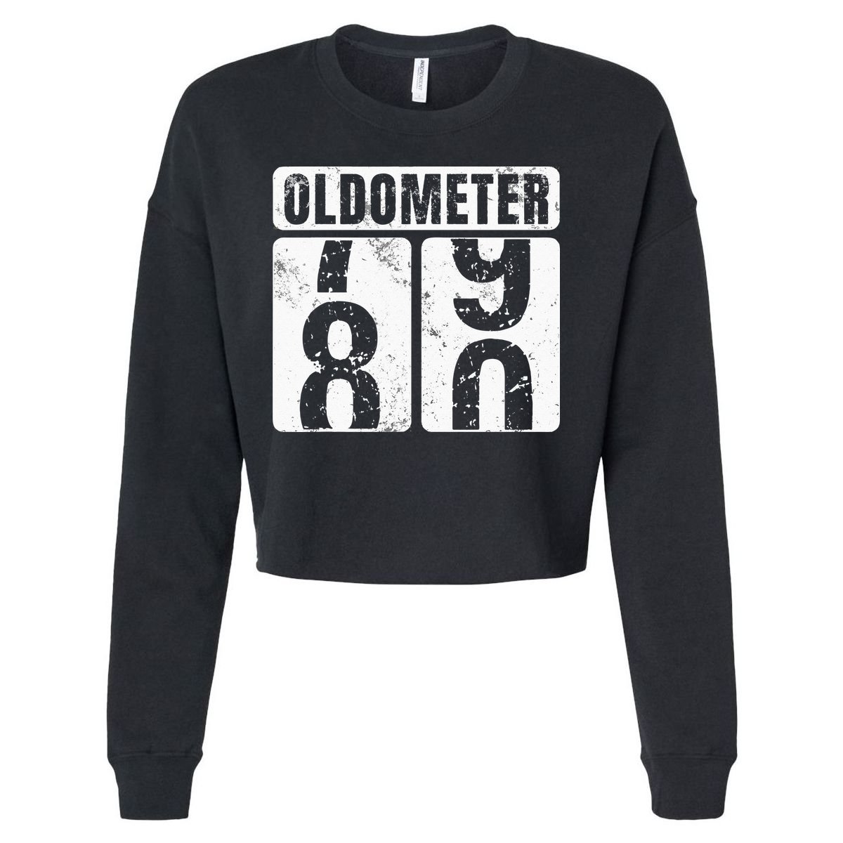 Oldometer 80 Vintage Funny 80th Birthday Gift Idea Cropped Pullover Crew