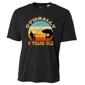 OFishally 9 Years Old Fishing Birthday Theme Party 9th Cooling Performance Crew T-Shirt