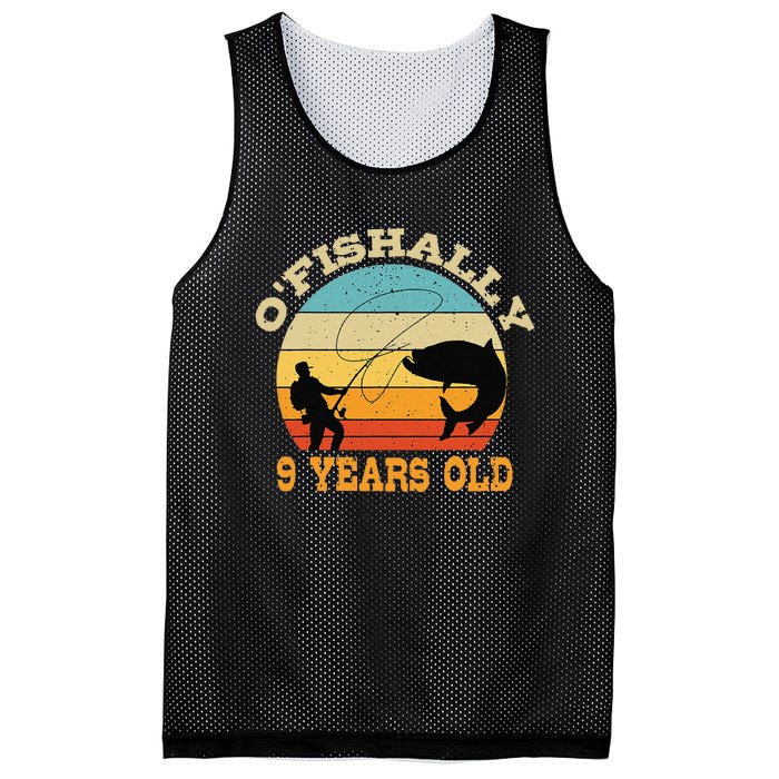 OFishally 9 Years Old Fishing Birthday Theme Party 9th Mesh Reversible Basketball Jersey Tank