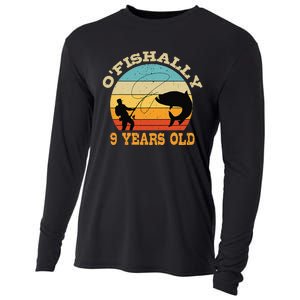 OFishally 9 Years Old Fishing Birthday Theme Party 9th Cooling Performance Long Sleeve Crew