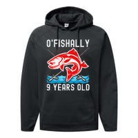 OFishally 9 Years Old Funny Birthday Fishing Performance Fleece Hoodie