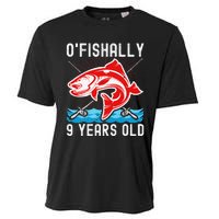 OFishally 9 Years Old Funny Birthday Fishing Cooling Performance Crew T-Shirt