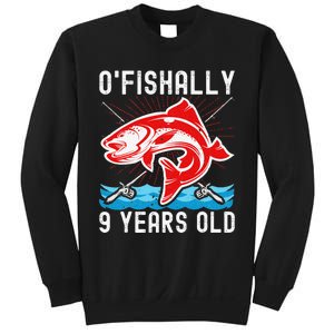 OFishally 9 Years Old Funny Birthday Fishing Sweatshirt