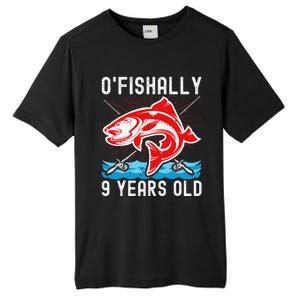 OFishally 9 Years Old Funny Birthday Fishing Tall Fusion ChromaSoft Performance T-Shirt