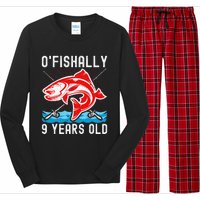 OFishally 9 Years Old Funny Birthday Fishing Long Sleeve Pajama Set