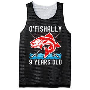 OFishally 9 Years Old Funny Birthday Fishing Mesh Reversible Basketball Jersey Tank