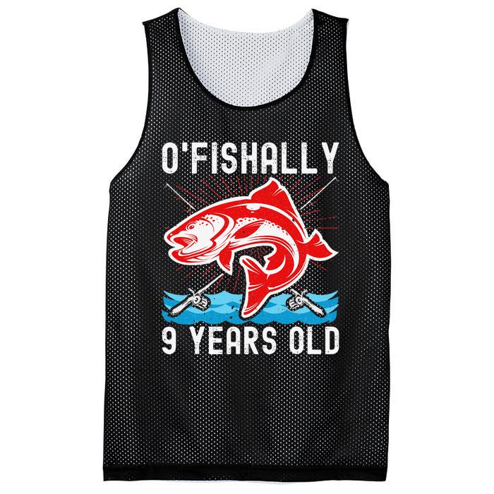 OFishally 9 Years Old Funny Birthday Fishing Mesh Reversible Basketball Jersey Tank