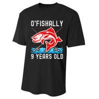 OFishally 9 Years Old Funny Birthday Fishing Performance Sprint T-Shirt