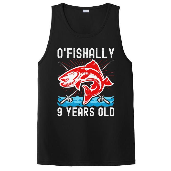 OFishally 9 Years Old Funny Birthday Fishing PosiCharge Competitor Tank