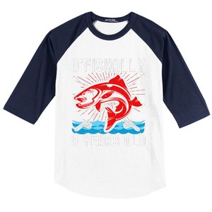 OFishally 9 Years Old Funny Birthday Fishing Baseball Sleeve Shirt