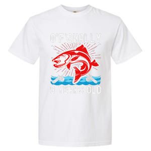 OFishally 9 Years Old Funny Birthday Fishing Garment-Dyed Heavyweight T-Shirt