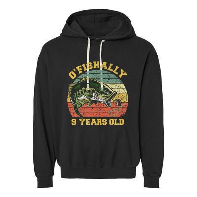 OFishally 9 Years Old Fishing Birthday Theme Party 9th Garment-Dyed Fleece Hoodie