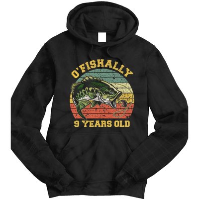 OFishally 9 Years Old Fishing Birthday Theme Party 9th Tie Dye Hoodie