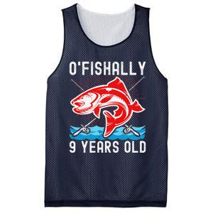 O'Fishally 9 Years Old Funny Birthday Fishing Mesh Reversible Basketball Jersey Tank