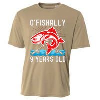 O'Fishally 9 Years Old Funny Birthday Fishing Cooling Performance Crew T-Shirt