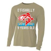 O'Fishally 9 Years Old Funny Birthday Fishing Cooling Performance Long Sleeve Crew