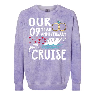 Our 9 Year Anniversary Cruise Trip Wedding Marriage Couple Colorblast Crewneck Sweatshirt