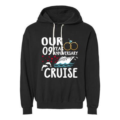 Our 9 Year Anniversary Cruise Trip Wedding Marriage Couple Garment-Dyed Fleece Hoodie