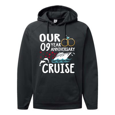 Our 9 Year Anniversary Cruise Trip Wedding Marriage Couple Performance Fleece Hoodie