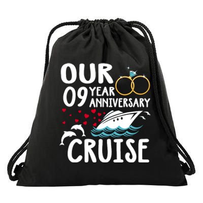 Our 9 Year Anniversary Cruise Trip Wedding Marriage Couple Drawstring Bag