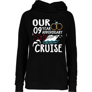 Our 9 Year Anniversary Cruise Trip Wedding Marriage Couple Womens Funnel Neck Pullover Hood