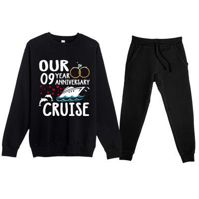 Our 9 Year Anniversary Cruise Trip Wedding Marriage Couple Premium Crewneck Sweatsuit Set